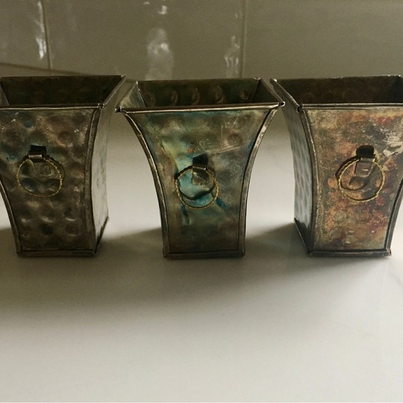 Brass Urn Planters Flowerpots Vintage Boho Small Succulent Set of 3 - Picture 3 of 5